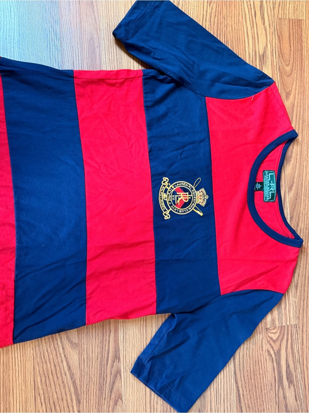 Ralph Lauren Red & Navy Striped Rugby Shirt L